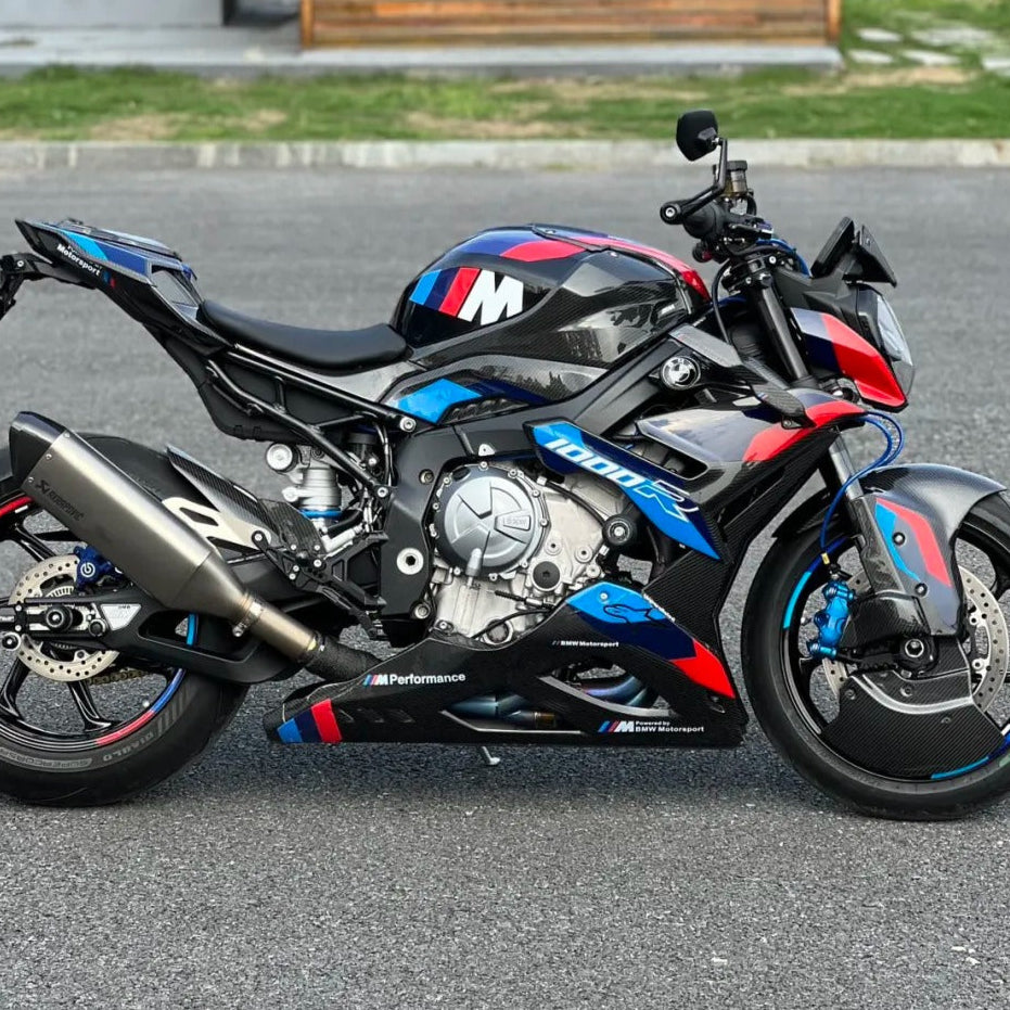 AKOSO 2021-2024 BMW S1000R M1000R Carbon Fiber Lower Bottom Belly Pan Panel Cowl with Heatshield