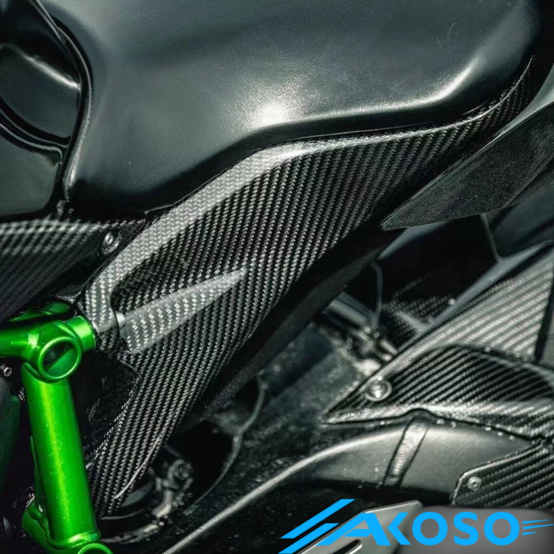 AKOSO 2015-2024 Kawasaki Ninja H2 H2R Carbon Fiber Motorcycle Rear Seat Side Plate Panels Frame Fairings