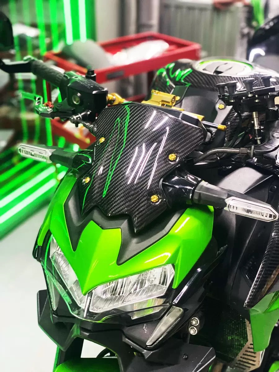 AKOSO 2020+ Kawasaki Z900 Carbon Fiber Wind Deflector Windshield Windscreen Dash Panel Cover