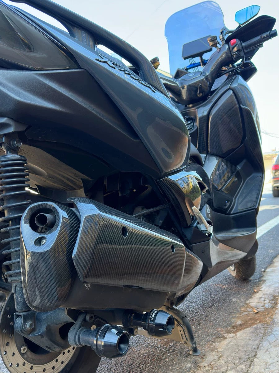 AKOSO 2017-2024 YAMAHA XMAX 300 250 Carbon Fiber Muffler Pipe Protector Heat Shield Cover