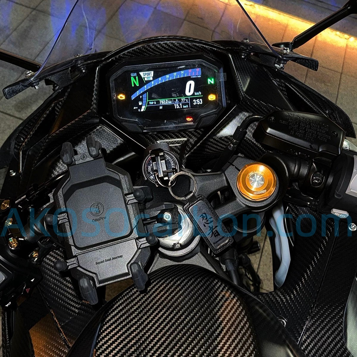 AKOSO 2020-2024 Kawasaki Ninja ZX-25R Carbon Fiber Motorcycle Dashboard Dash Panel Cover Fairing