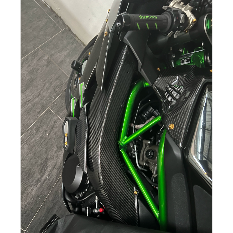 AKOSO 2015-2024 Kawasaki Ninja H2 H2R Carbon Fiber Motorcycle Air Intake Pipe Tube Protector Side Panels Body Parts