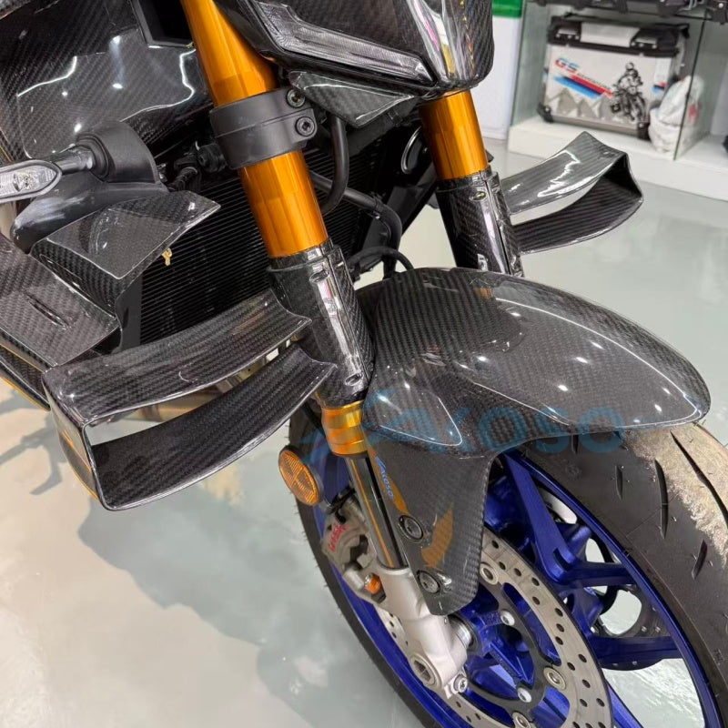 AKOSO 2021-2025 Yamaha MT09 / FZ09 Carbon Fiber Fork‑mounted Winglets Lower Front Aero Wings