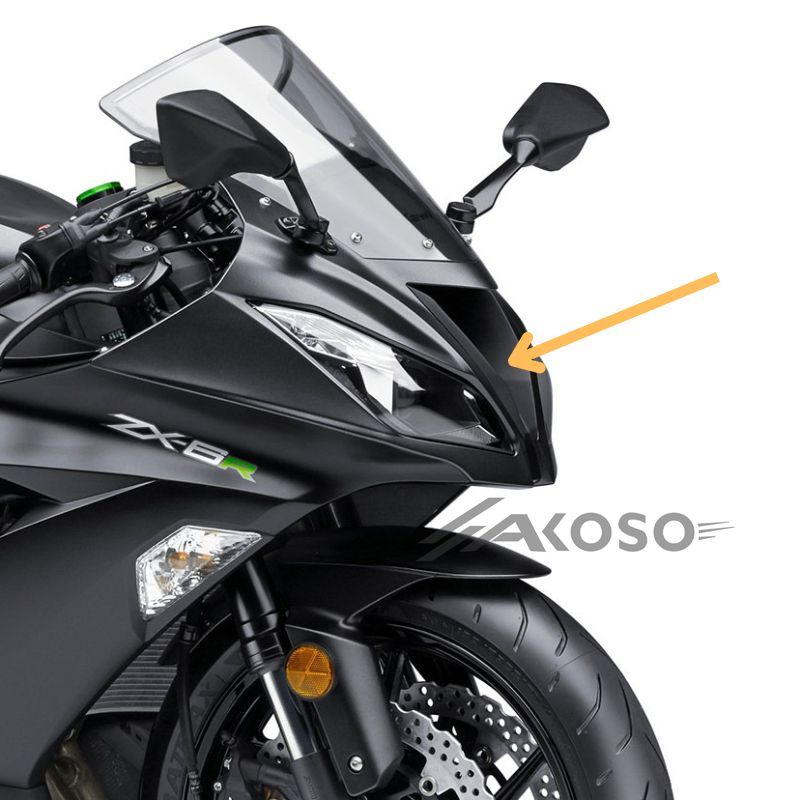 AKOSO 2013-2018 Kawasaki Ninja ZX-6R Carbon Fiber Front Headlight Nose Cover Motorcycle Fairing