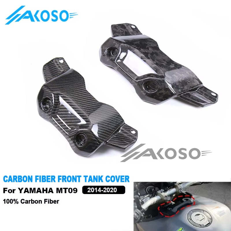 AKOSO 2014-2020 YAMAHA MT09 FZ09 Carbon Fiber Motorcycle Front Fuel Gas Tank Cover
