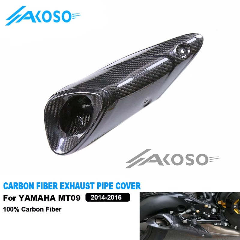 AKOSO 2014-2016 Yamaha MT09 FZ09 Carbon Fiber Heat Shield Guard Exhaust Pipe Cover