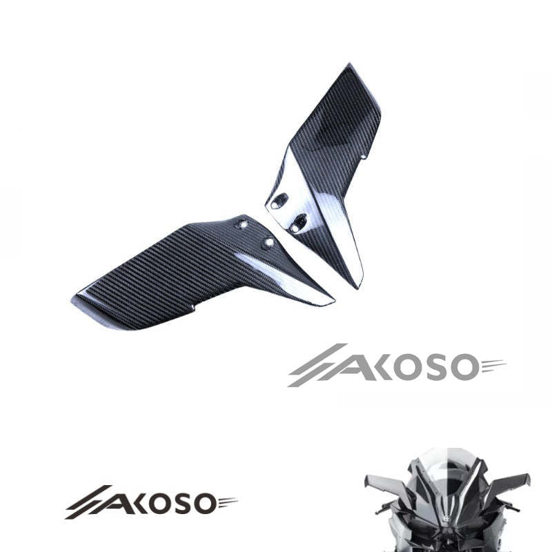 AKOSO 2015-2024 Kawasaki Ninja H2 H2R Carbon Fiber Winglets Air Deflector Wing Spoiler