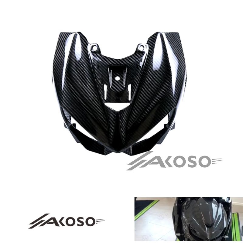 AKOSO 2014+ Kawasaki Z1000 Carbon Fiber Motorcycle Front Headlight Air Intake Ram Cover Fairing