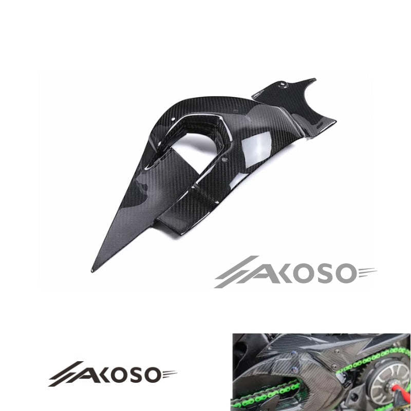 AKOSO 2015-2024 Kawasaki Ninja H2 H2R Carbon Fiber Motorcycle Swing Arm Guard Protector Fairing Swingarm Cover