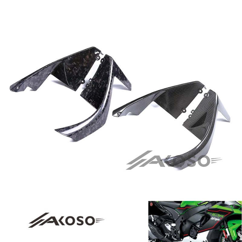 AKOSO 2021-2024 Kawasaki ZX10R ZX-10R Carbon Fiber Front Trim Side Panels Radiator Cover Cowl Motorcycle