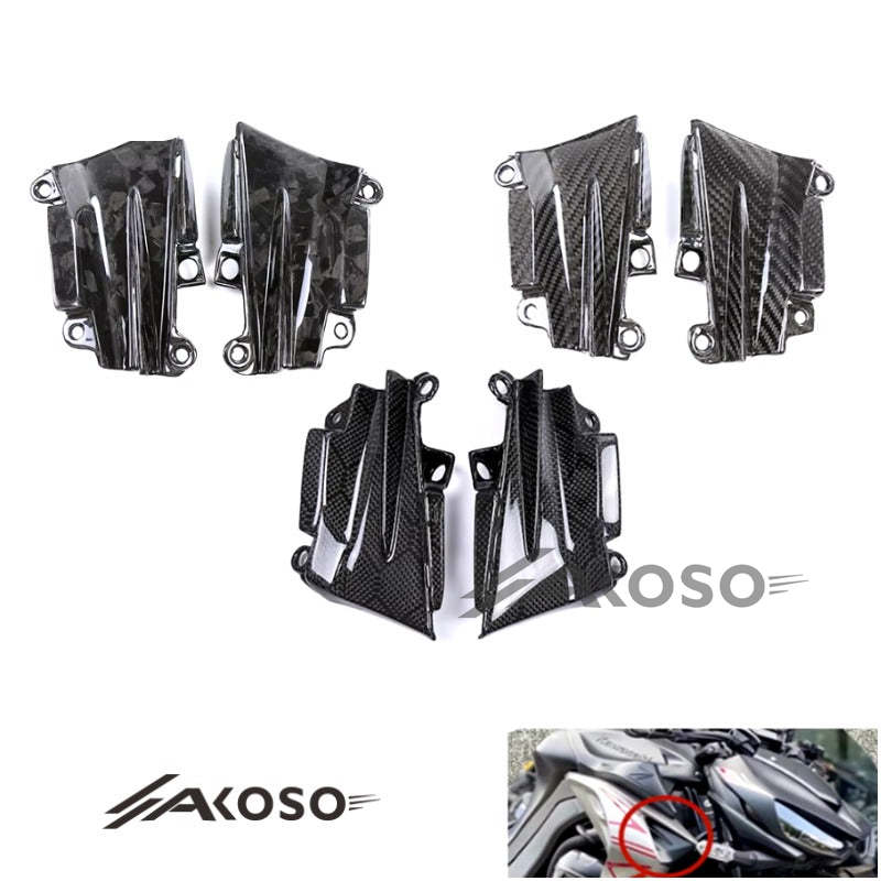 AKOSO 2014-2019 Kawasaki Z1000 Carbon Fiber Motorcycle Front Air Intake Ram Insert Trim Panel Fairing