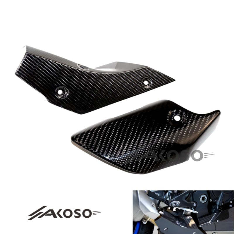 AKOSO 2015-2019 Yamaha R1 R1M Carbon Fiber Exhaust Pipe Cover Protector Heat Shield Fairing