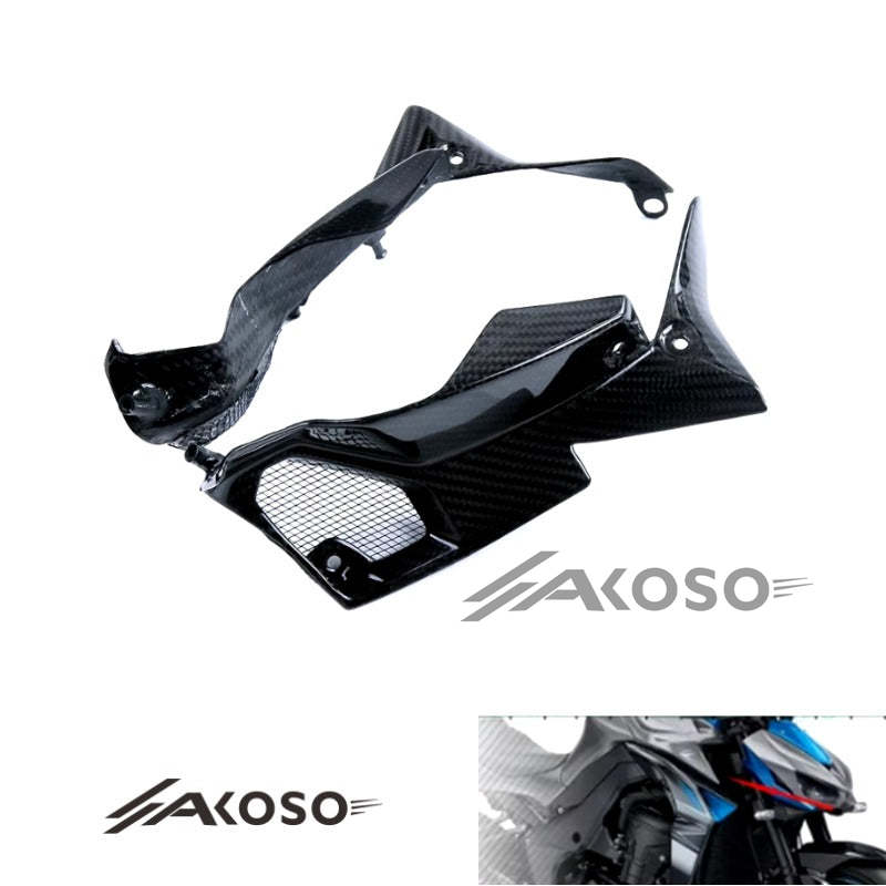 AKOSO 2014-2016 Kawasaki Z1000 Carbon Fiber Motorcycle Front Air Intake Grille Fairing