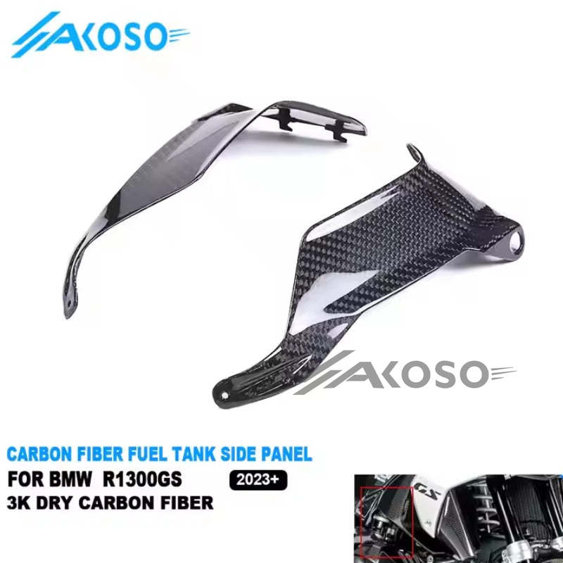 AKOSO 2023 2024 BMW R1300GS Dry Carbon Fiber Motorcycle Fuel Tank Side Panel Fairing