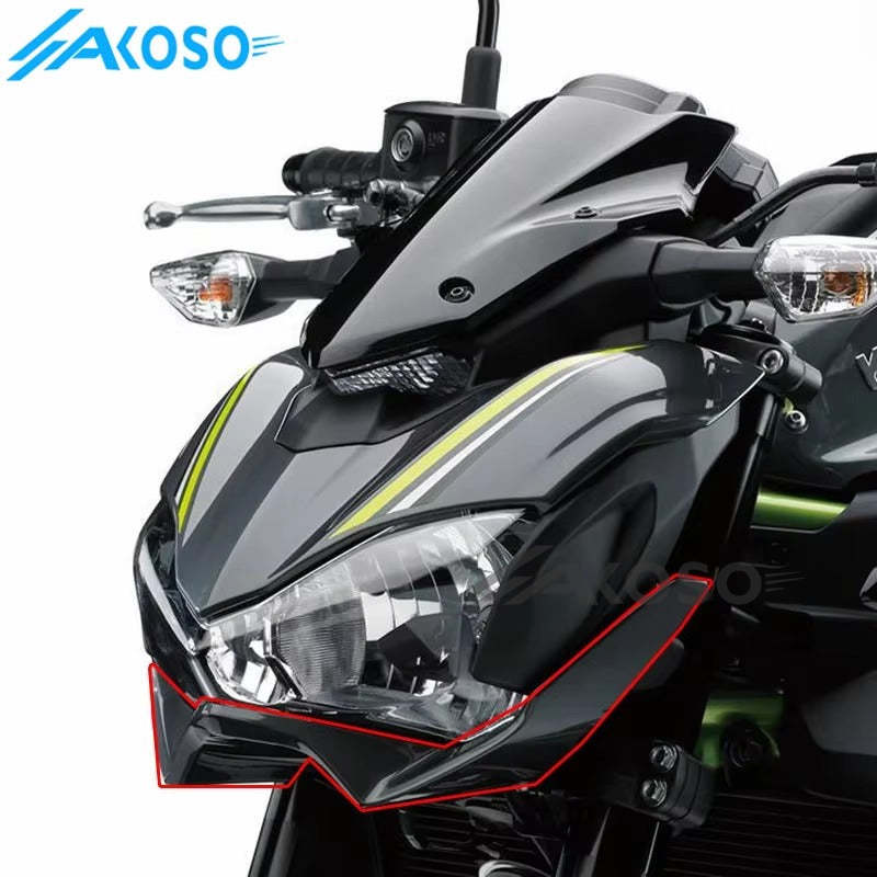 AKOSO 2017-2019 Kawasaki Z900 Carbon Fiber Motorcycle Front Beak Nose Cone Extension Fairing