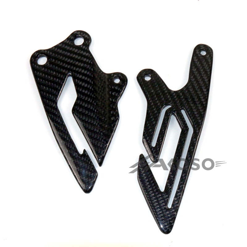 AKOSO 2015-2019 Yamaha R1 R1M Carbon Fiber Motorcycle Rearset Heel Guards Plates