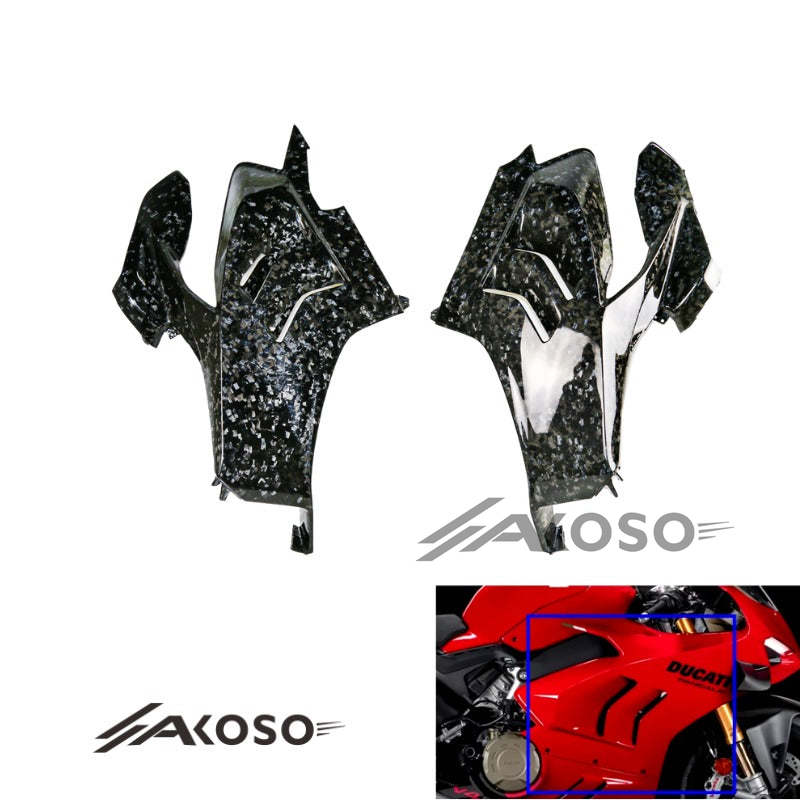 AKOSO 2018-2021 Ducati Panigale V4 V4S V4R Carbon Fiber Side Fairings Panel Cover Cowl