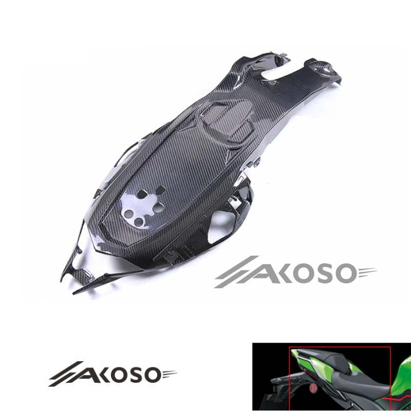 AKOSO 2021-2024 Kawasaki ZX10R ZX-10R Carbon Fiber Motorcycle Rear Tail Seat Cover Under Tray Panel Fairing