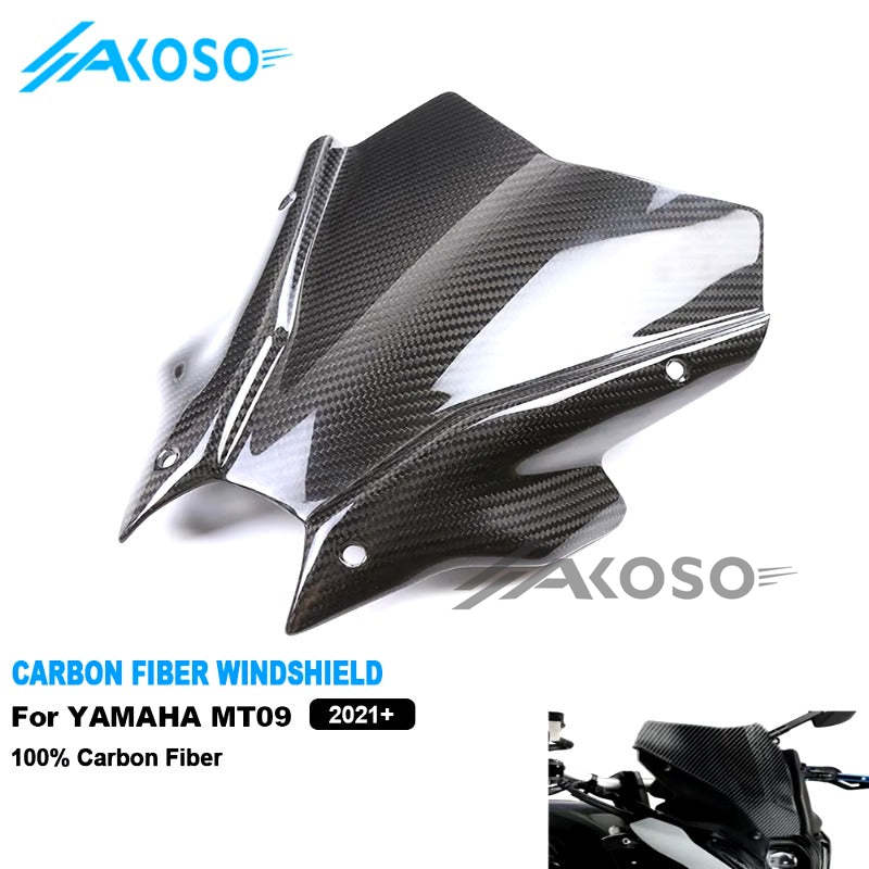 AKOSO 2021-2024 Yamaha MT09 FZ09 100% Carbon Fiber Front Air Deflectors Windshield Windscreen