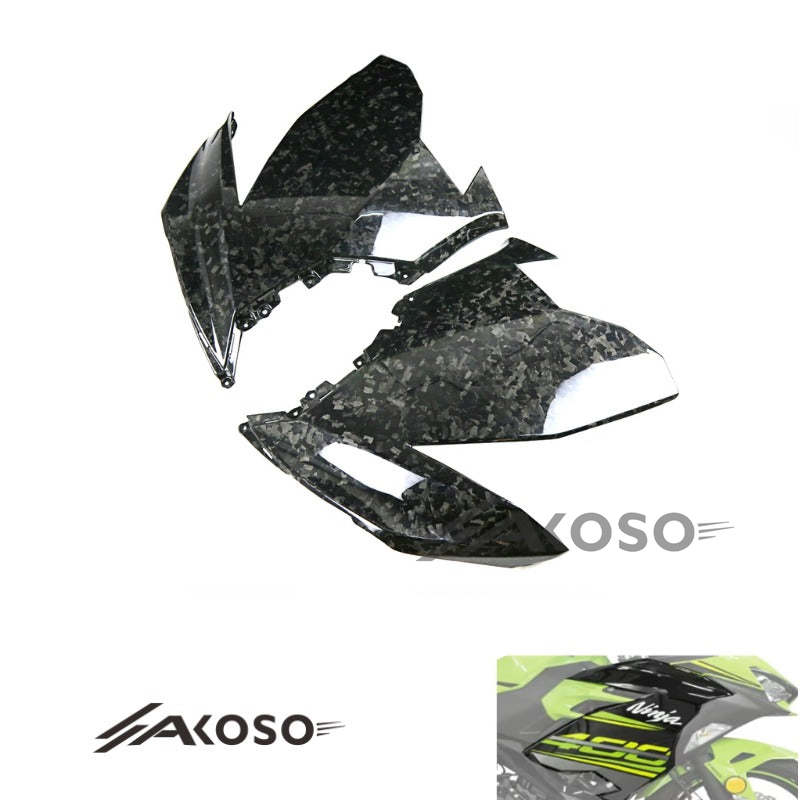 AKOSO 2018-2024 Kawasaki Ninja 400 Carbon Fiber Motorcycle Front Upper Side Spoiler Panel Fairing