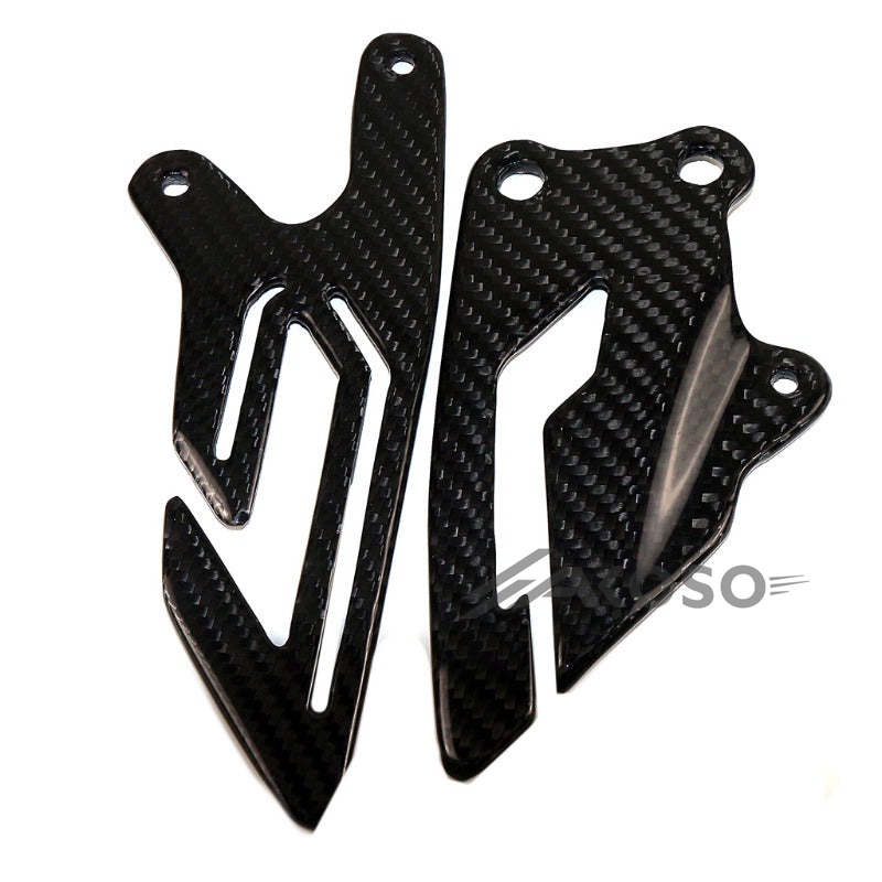 AKOSO 2015-2019 Yamaha R1 R1M Carbon Fiber Motorcycle Rearset Heel Guards Plates