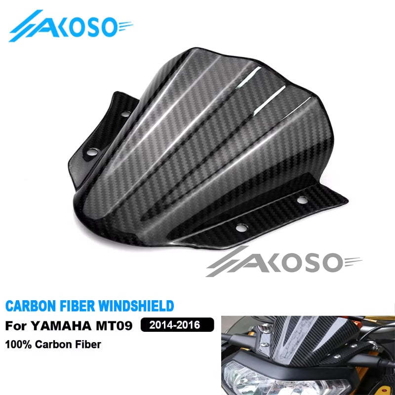 AKOSO Yamaha MT09 2017-2020 Carbon Fiber Motorcycle Windshield Windscreen Airflow Wind Deflectors