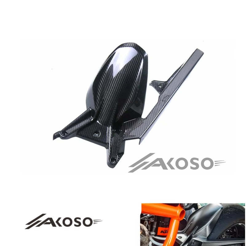 AKOSO 2020+ KTM 1290 Super Duke R Carbon Fiber Motorcycle Rear Fender Splash Mudguard with Chain Guard