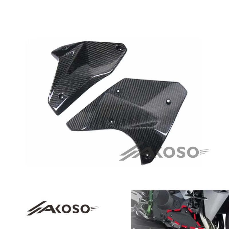 AKOSO 2015-2024 Kawasaki Ninja H2 H2R Carbon Fiber Motorcycle Engine Lower Cover Side Panel Protector