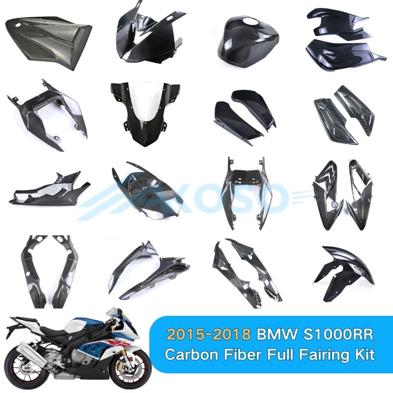 AKOSO 2015-2018 BMW S1000RR 100% Carbon Fiber Full Fairing Kit 27 Parts