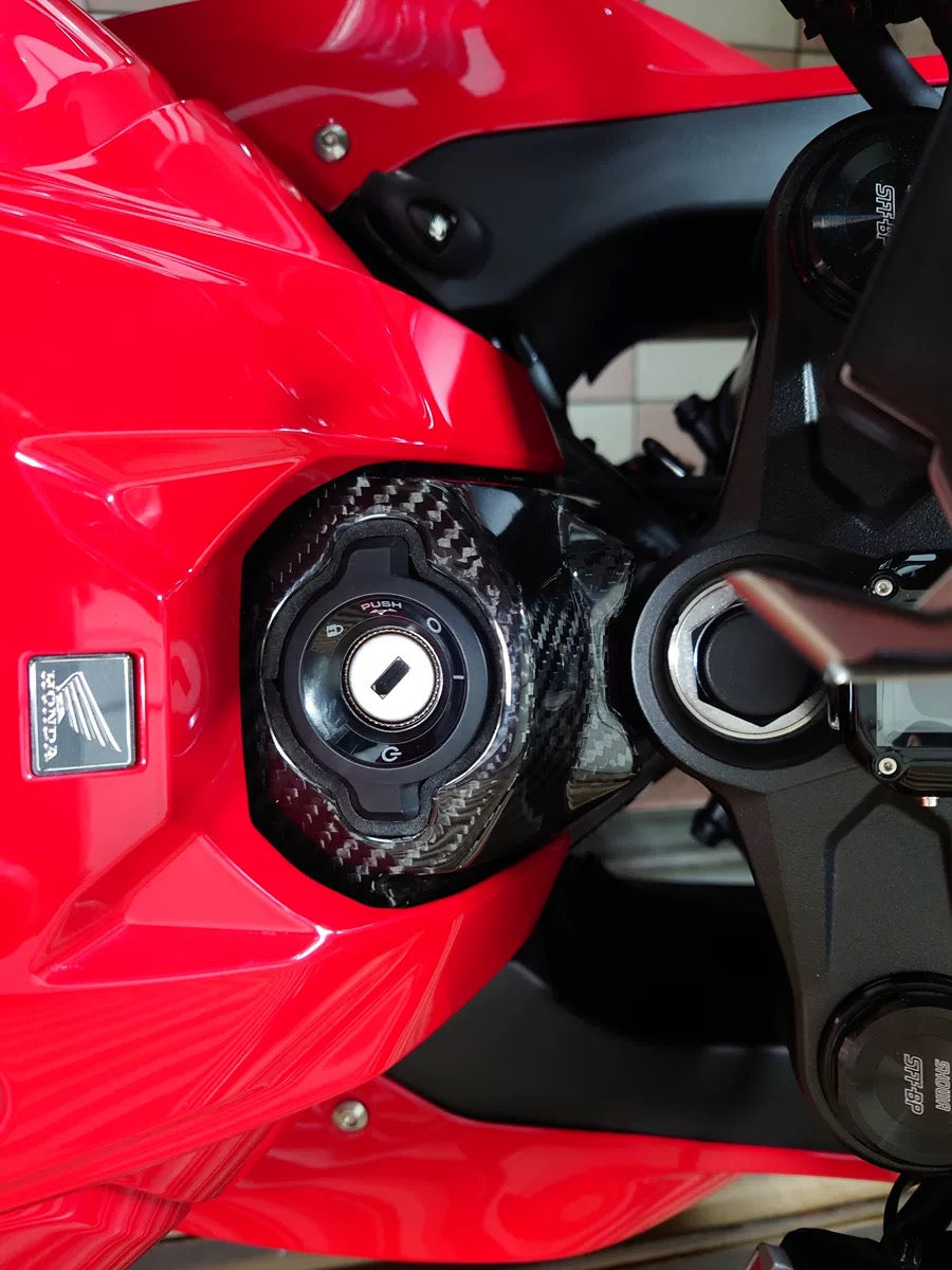 AKOSO 2019+ CB650R CBR650R Carbon Fiber Ignition Key Ring Hole Trim Cover