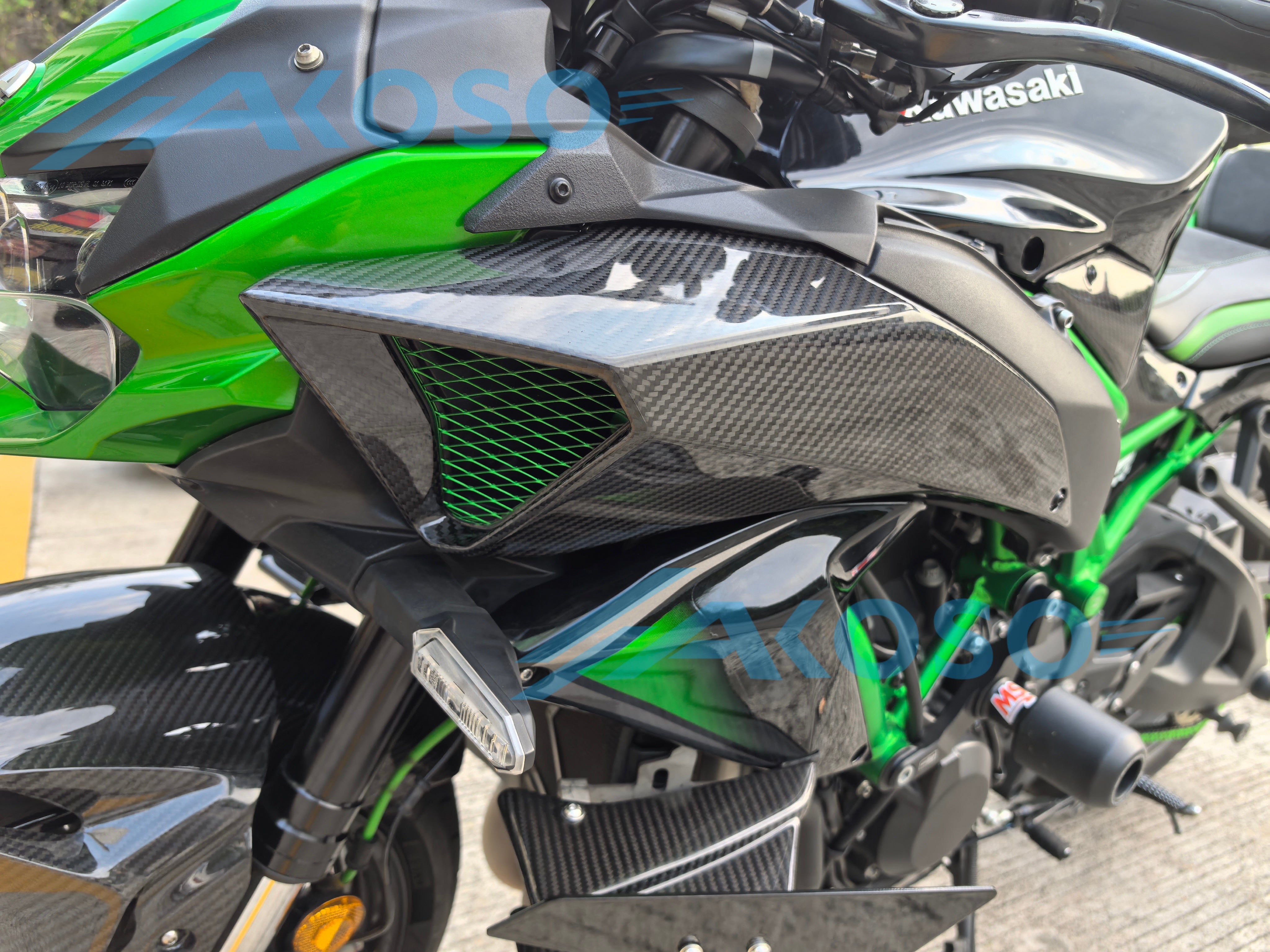 AKOSO Kawasaki Z H2 2021-2024 Carbon Fiber Motorcycle Air Intake Pipe Cover Guard Fairing