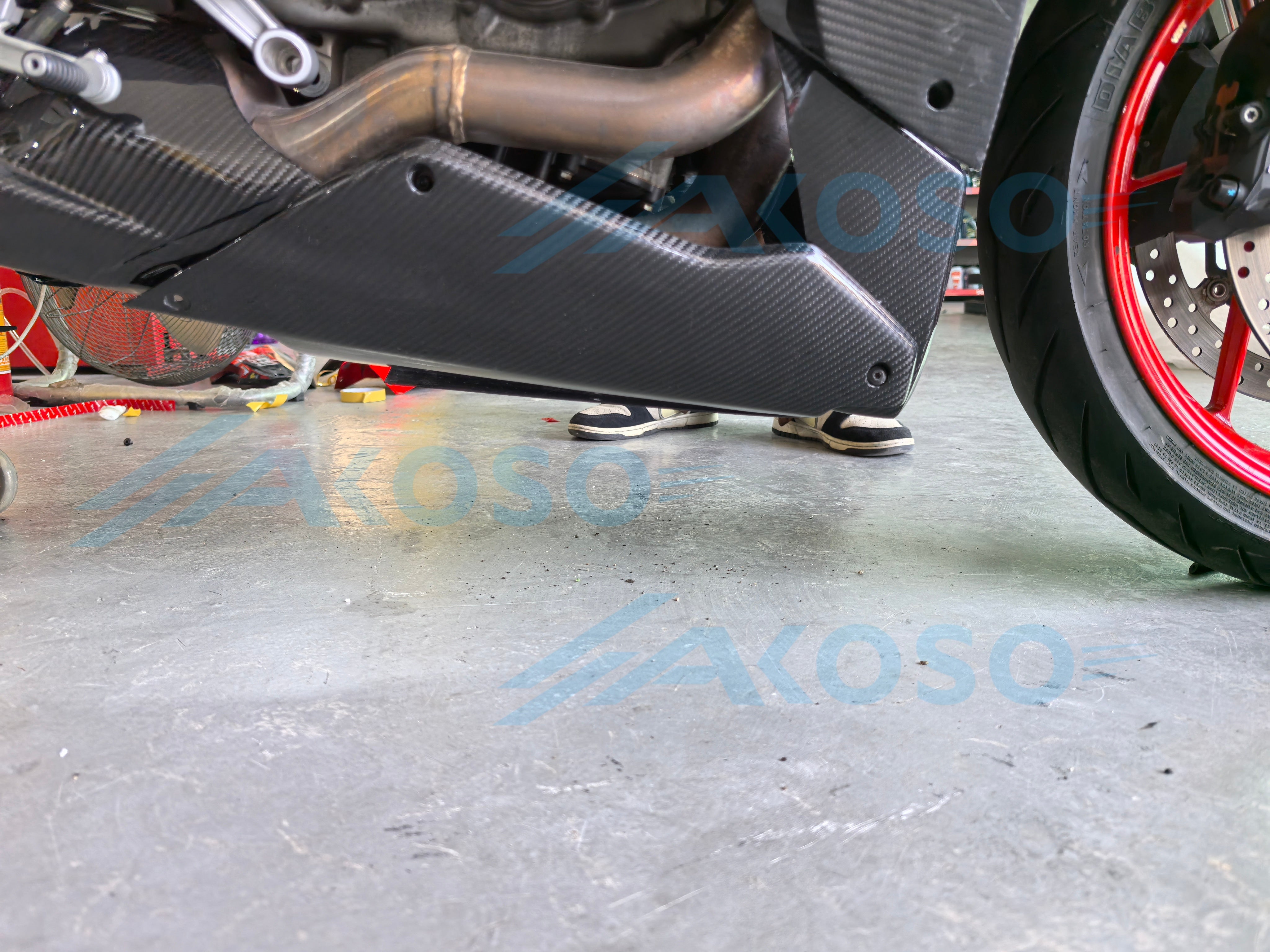 AKOSO 2021-2024 Aprilia RS660 Carbon Fiber Bauch Pan Verkleidungen Motorrad Geändert