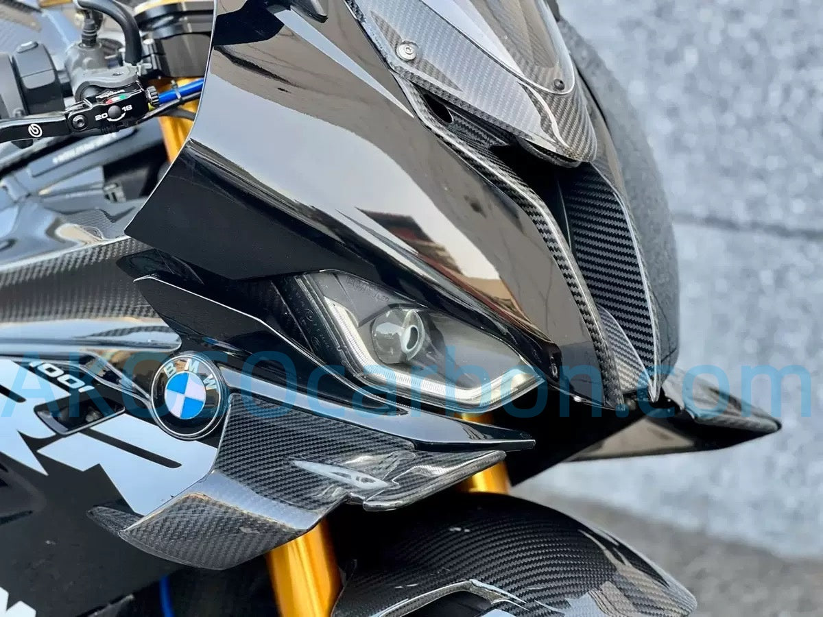 AKOSO 2019–2022 BMW S1000RR M1000R HP4 echte Carbonfaser-Frontscheinwerferverkleidungsabdeckung