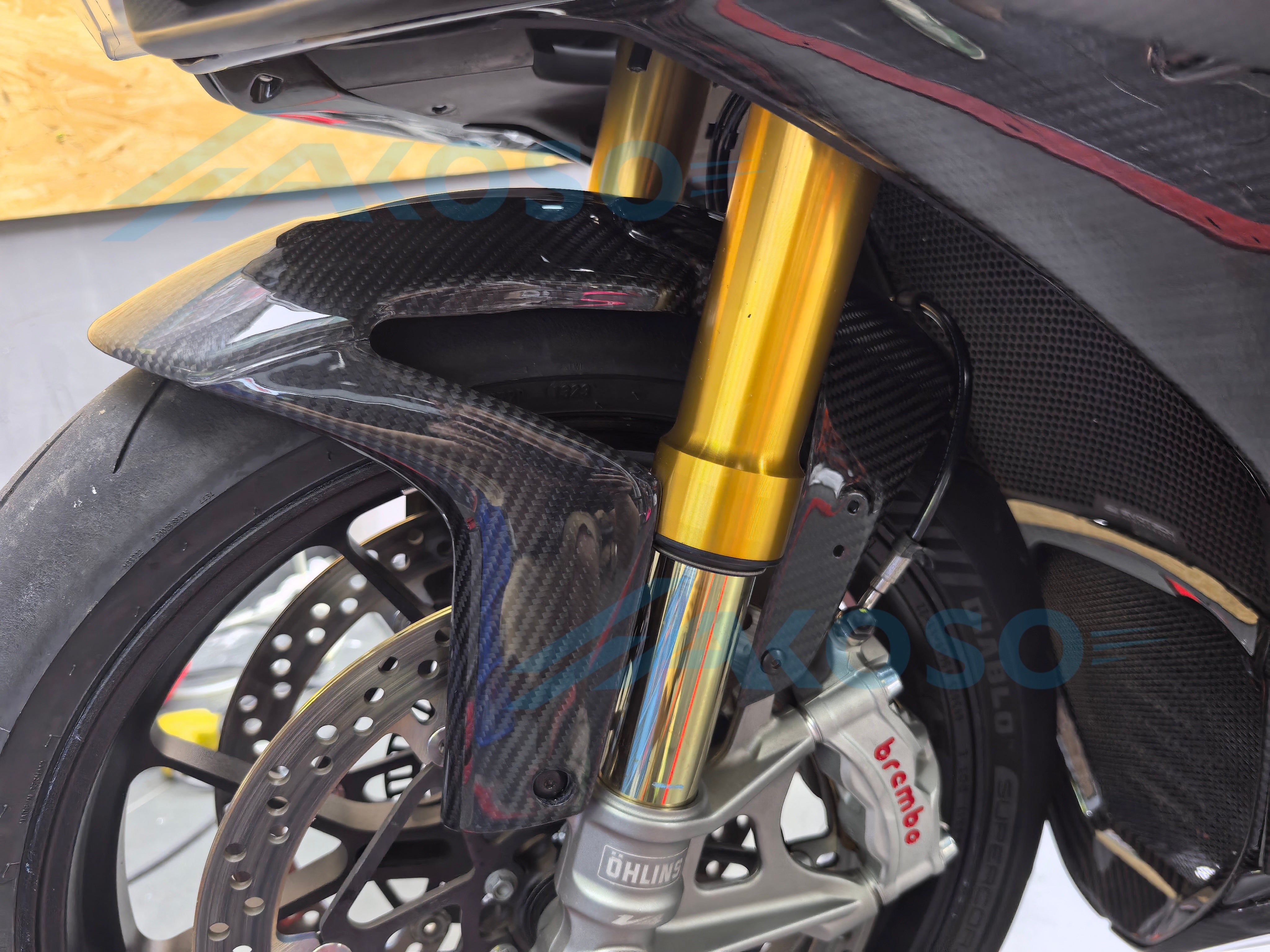 AKOSO 2021+ Aprilia RSV4 Tuono V4 Carbon Fiber Front Fender Racing Wheel Mudguard