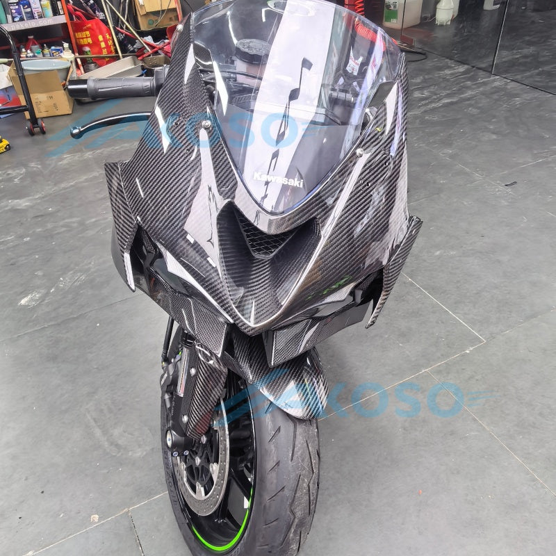 AKOSO 2024+ Kawasaki ninja ZX6R 636 Carbon Fiber Front Nose Headlight Cover Fairing
