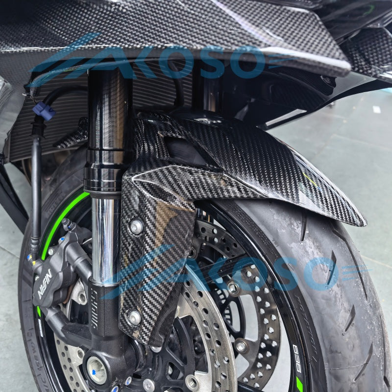 AKOSO 2024+ Kawasaki Ninja ZX-6R 636 Carbon Fiber Front Fender Hugger Mudguard