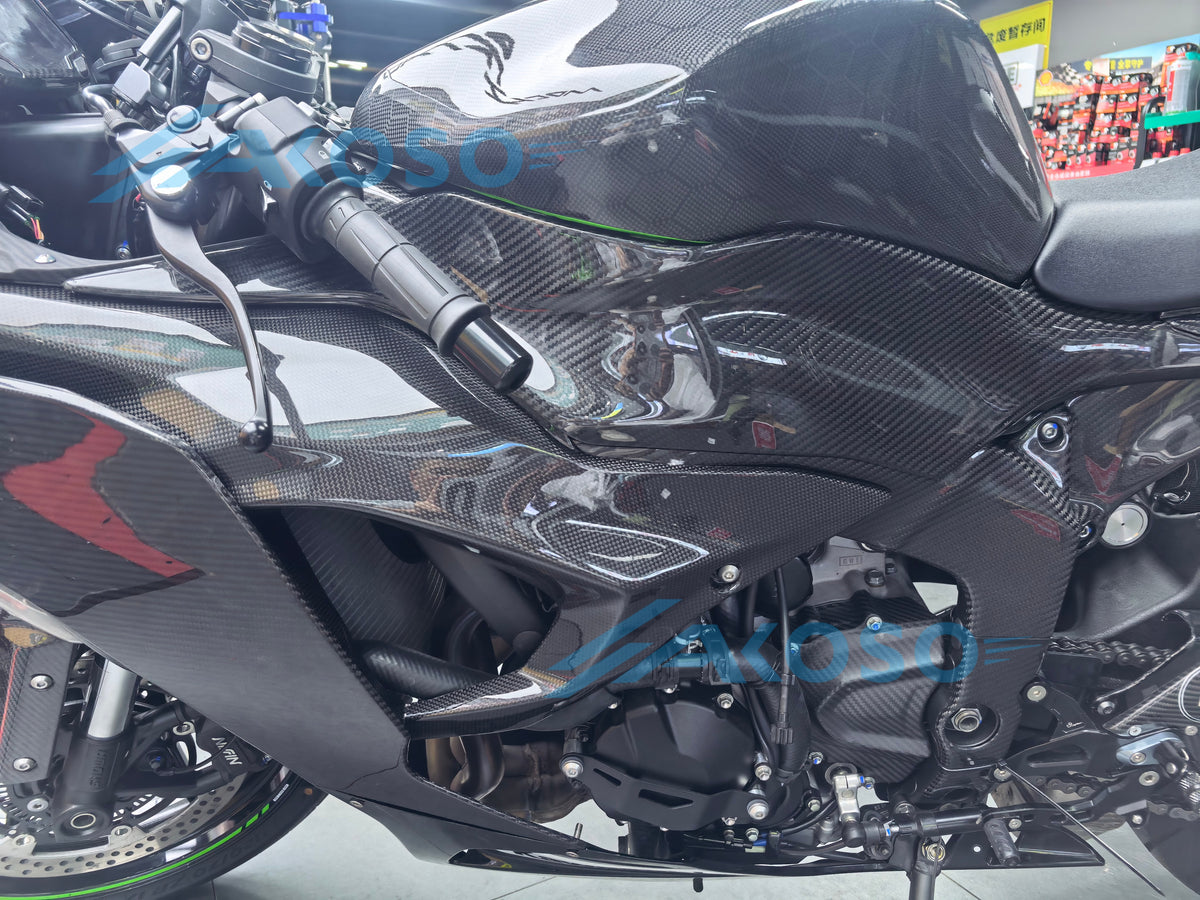 AKOSO 2024+ Kawasaki Ninja ZX-6R Carbon Fiber Fuel Tank Side Panel Cover Fairing