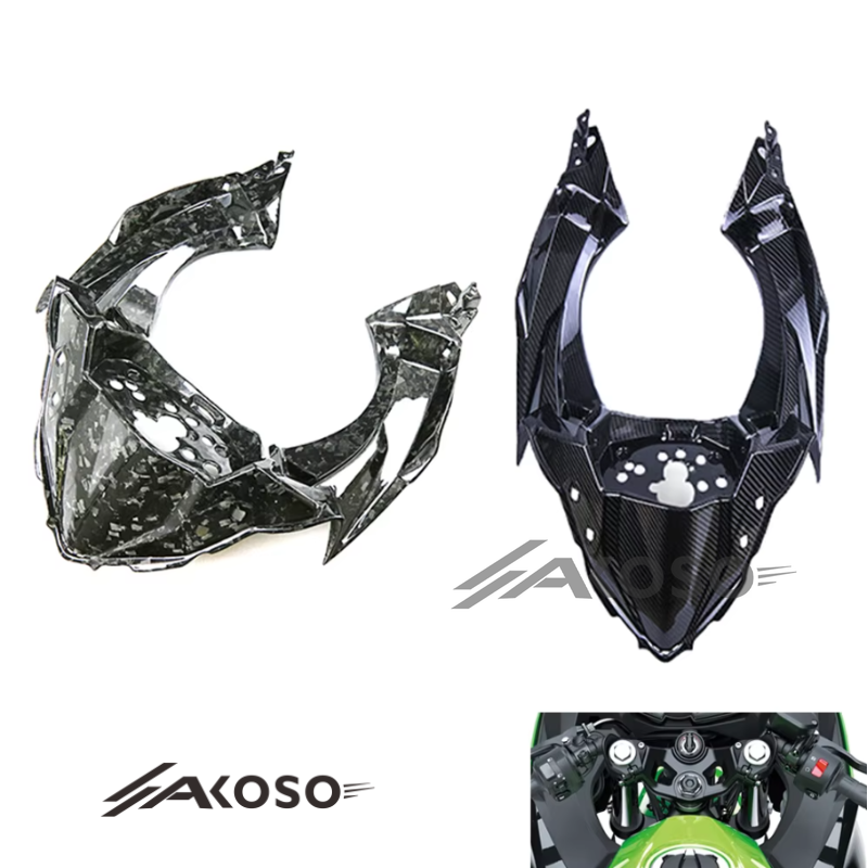 AKOSO 2018-2024 Kawasaki Ninja 400 Carbon Fiber Front Dashboard Cover Inner Panel Cowl Fairing Motorcycle