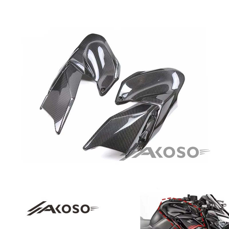 AKOSO 2020-2024 Kawasaki Z900 Carbon Fiber Motorcycle Front Fuel Tank Side Panels Plate Fairing