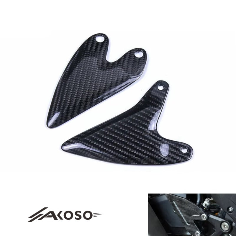 AKOSO 2018-2024 Kawasaki Ninja 400 Z400 Carbon Fiber Motorcycle Accessories Rear Footpeg Heel Plate Heel Guards