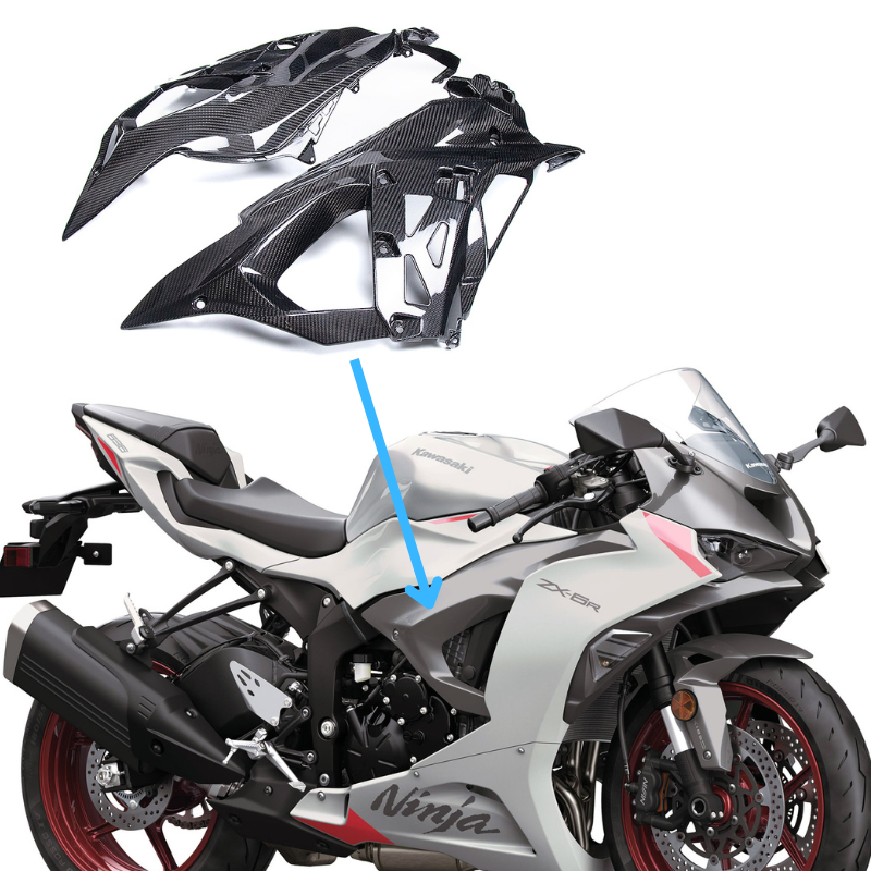 AKOSO 2024+ Kawasaki ZX-6R 636 Carbon Fiber Inner Side Fairing Parts