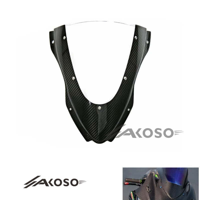 AKOSO 2016-2020 Kawasaki Ninja ZX10R ZX-10R Carbon Fiber Motorcycle Windshield Windscreen Front Wind Deflector