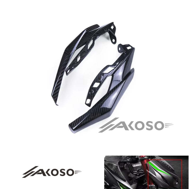 AKOSO 2014+ Kawasaki Z1000 Carbon Fiber Motorcycle Front Headlight Side Fairing Cover Panels