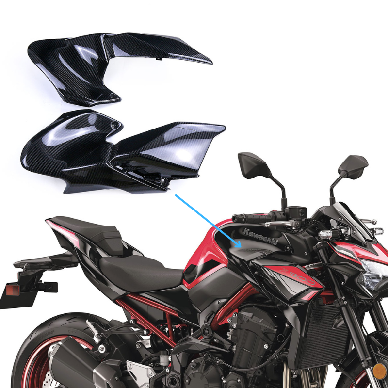 AKOSO 2020-2024 Kawasaki Z900 Carbon Fiber Motorcycle Fuel Tank Side Panels Cover Fairing Cowl