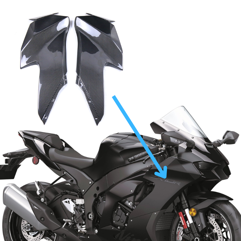 AKOSO 2021-2024 Kawasaki Ninja ZX10R ZX-10R Carbon Fiber Motorcycle Front Upper Side Panels Fairing