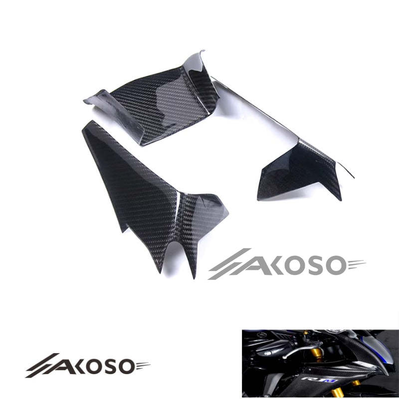 AKOSO 2015-2019 Yamaha YZF R1 R1M Carbon Fiber Motorcycle Front Air Intake Cover Fairing