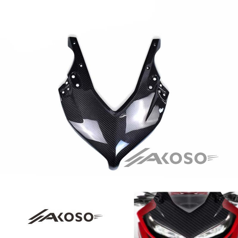 AKOSO 2019-2023 Honda CB650R CBR650R Carbon Fiber Upper Front Headlight Nose Housing Fairing Cover