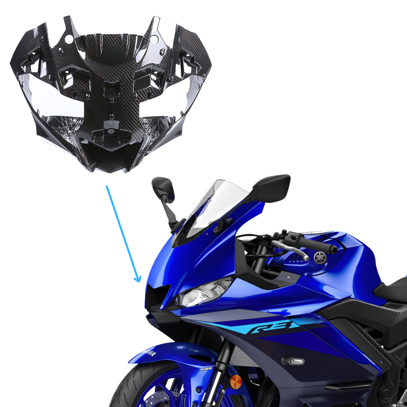 AKOSO 2022-2024 Yamaha R3 Carbon Fiber Front Nose Upper Headlight Fairing