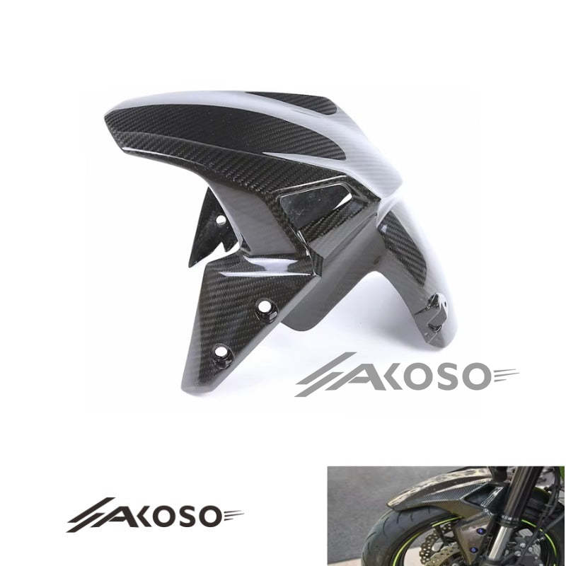 AKOSO 2017-2019 Kawasaki Z900 Carbon Fiber Motorcycle Front Wheel Mudguard Hugger Fender