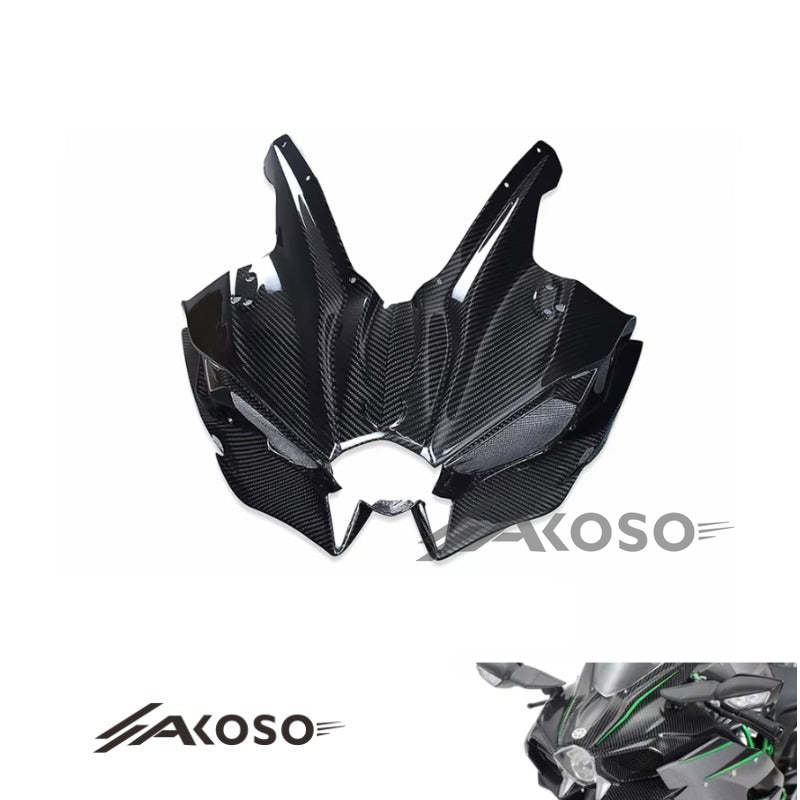 AKOSO 2015-2024 Kawasaki Ninja H2 H2R Carbon Fiber Motorcycle Front Headlight Fairing